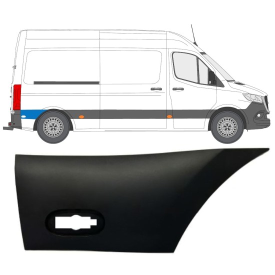Boční lišta zadního blatníku na Mercedes Sprinter 2018- / Pravá 12936