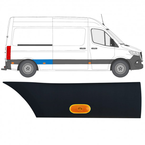 Boční lišta zadního blatníku pro světlo na Mercedes Sprinter 2018- / Pravá / Sada 12968