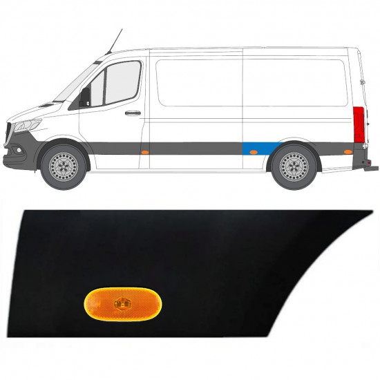 Boční lišta zadního blatníku pro světlo na Mercedes Sprinter 2018- / Levá / Sada 12967