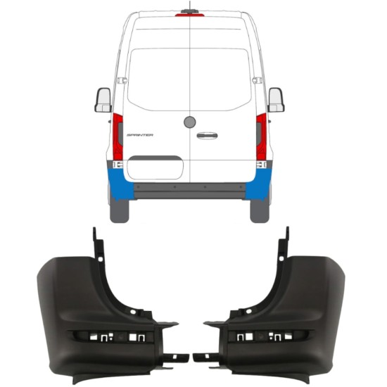 Zadní roh nárazníku na Mercedes Sprinter 2018- / Levá+Pravá / Sada 14945