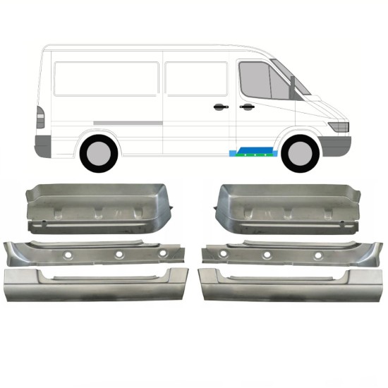 Opravný plech vnitřního prahu + blatníku + předního schodu na Mercedes Sprinter 1995-2006 / Sada 10534