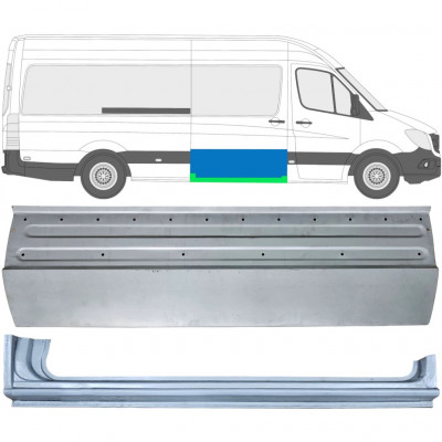 Opravný plech posuvných dveří + opravný plech prahu na Mercedes Sprinter 2006- / Pravá / Sada 11959