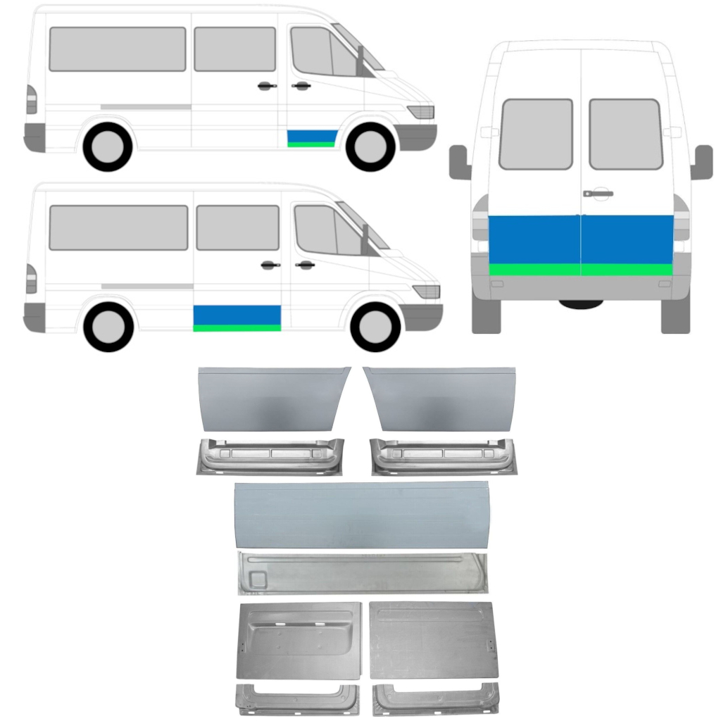 Opravný Plech Vnitřních + Vnějších Dveří Na Mercedes Sprinter 1995-2006 / Sada 11321
