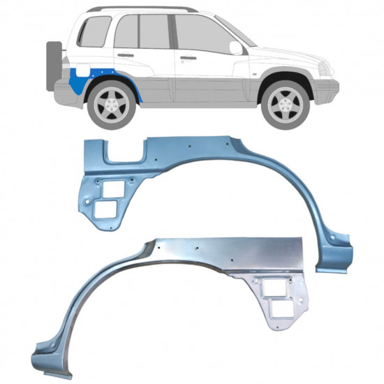 Opravný plech zadního blatníku s otvorem na Suzuki Grand Vitara 1997-2005 / Levá+Pravá / Sada 9171