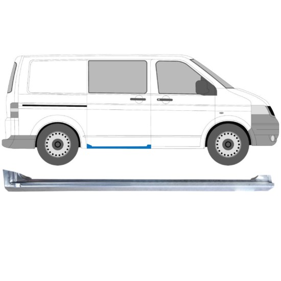Kompletní práh posuvných dveří na Volkswagen Transporter T5 2003-2015 / Pravá 16975