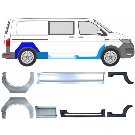 Opravný plech prahu + zadního blatníku na Volkswagen Transporter T6 2015-2024 17138