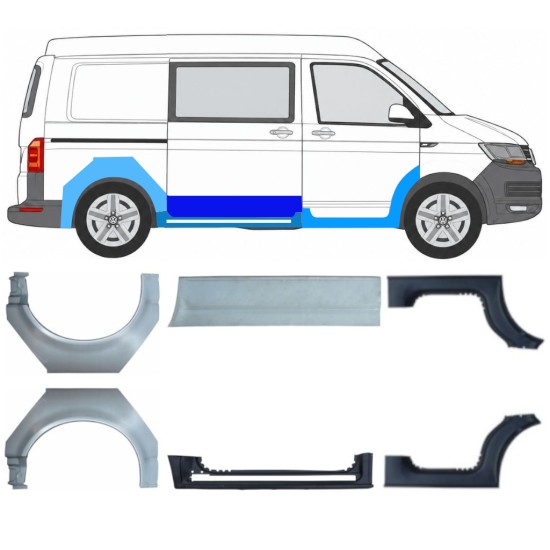 Opravný plech prahu + zadního blatníku na Volkswagen Transporter T6 2015-2024 17136