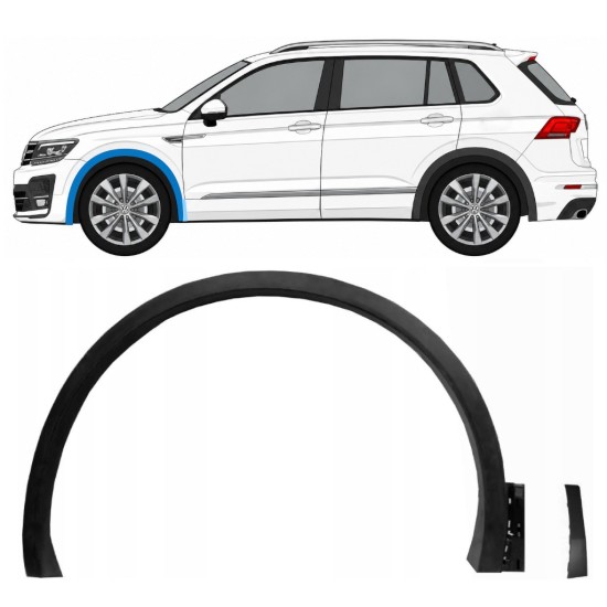Boční lišta předního blatníku na Volkswagen Tiguan 2016-2024 R-Line / Levá / Sada 14853