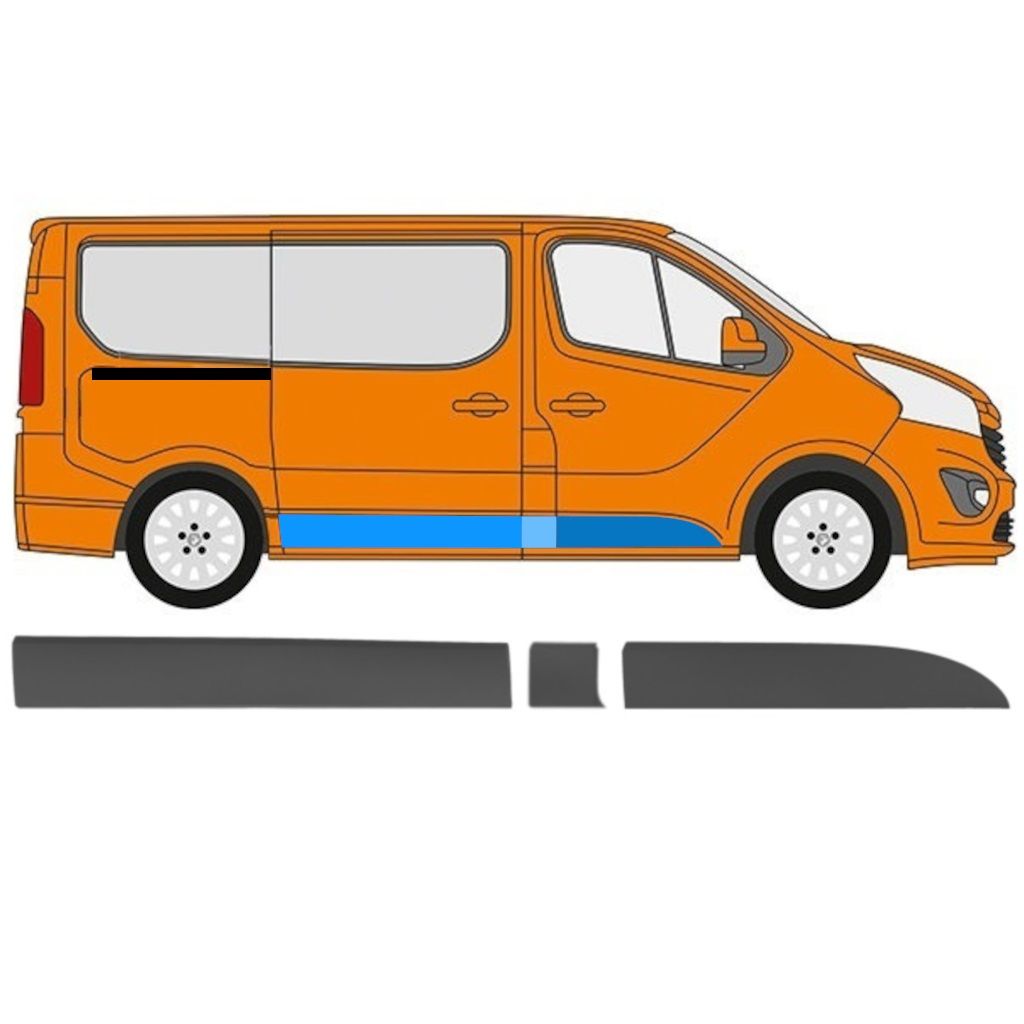 Boční lišta na Renault Trafic 2014- / SWB / Pravá / Sada 11256