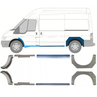 FORD TRANSIT 2000-2013 PRŮMĚRNÝ ROZVOR KOL OPRAVA ZADNÍHO BLATNÍKU + OPRAVA PRAHU / PRÁVA + LEVÝ / NASTAVIT