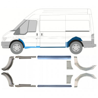 Opravný plech prahu + zadního blatníku na Ford Transit 2000-2013  / MWB / Sada 12676