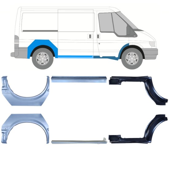 Opravný plech sada na Ford Transit 2000-2013 / Levá+Pravá / 15024