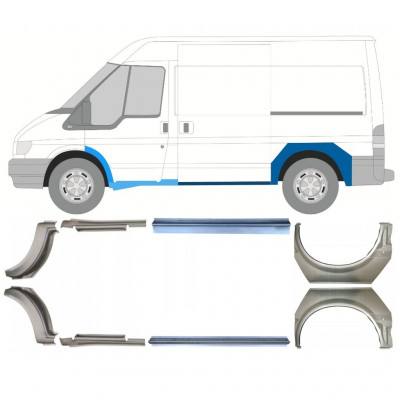 Opravný plech prahu + zadního blatníku na Ford Transit 2000-2013  / SWB / Sada 12674