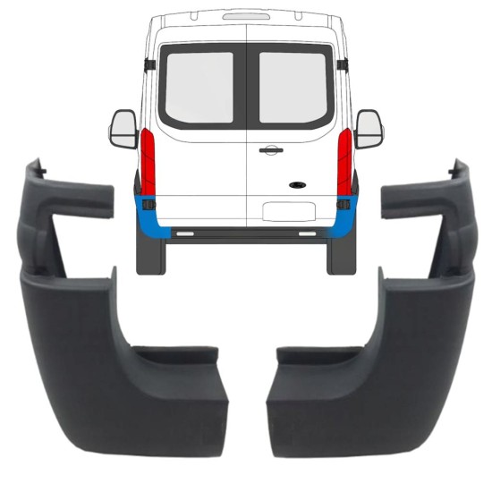 Zadní roh nárazníku na Ford Transit 2014- / Levá+Pravá / Sada 9731
