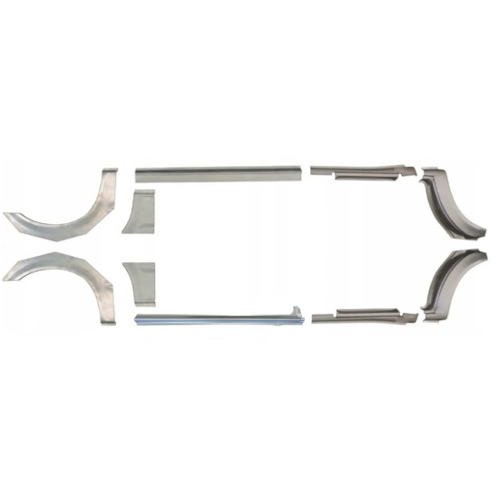 Opravný plech prahu + zadního blatníku na Ford Transit 2000-2013 / MWB / Levá+Pravá / Sada 10637