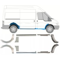 Opravný plech prahu + zadního blatníku na Ford Transit 2000-2013 / MWB / Levá+Pravá / Sada 10637
