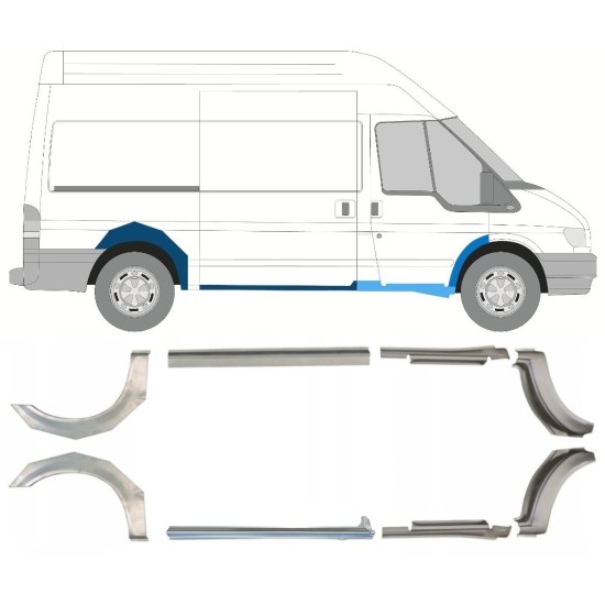 Opravný plech prahu + zadního blatníku na Ford Transit 2000-2013 / Sada 9693