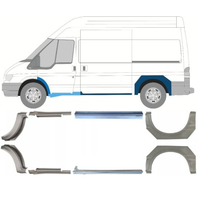 Opravný plech prahu + zadního blatníku na Ford Transit 2000-2013 / Sada 12675