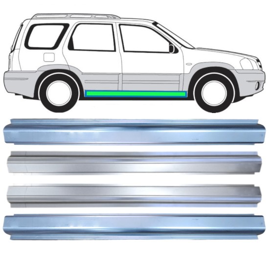 Opravný plech prahu + opravný plech vnitřního prahu na Mazda Tribute 2001-2008 / Levá+Pravá 15599