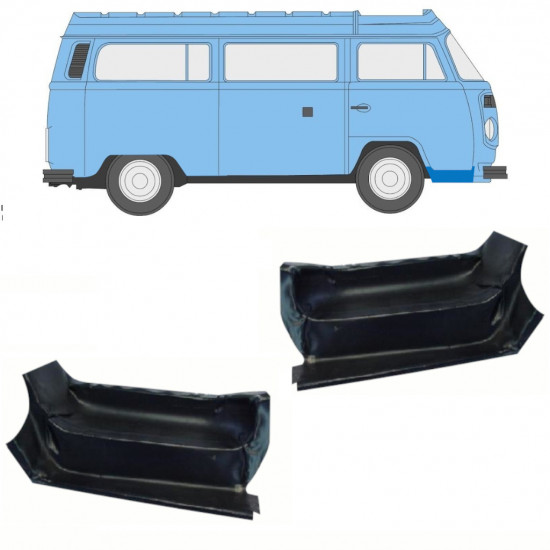 Opravný plech předního schodu na VW Transporter T2 1967-1979 / Levá+Pravá / Sada 10346