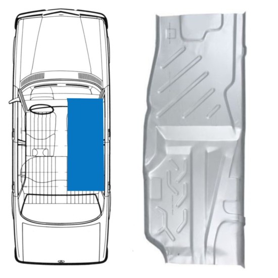 Opravný plech podlahy na Mercedes W123 1975-1985 / Pravá 16050