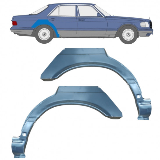 Lem zadního blatníku na Mercedes S-class 1979-1991 / Levá+Pravá / Sada 9644