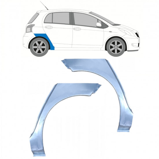 Lem zadního blatníku na Toyota Yaris 2006-2011 / Levá+Pravá / Sada 10619