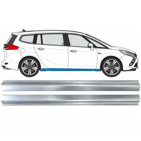 Opravný plech spodní části prahu na Opel Zafira C 2012-2019 / Levá+Pravá / Sada 17041
